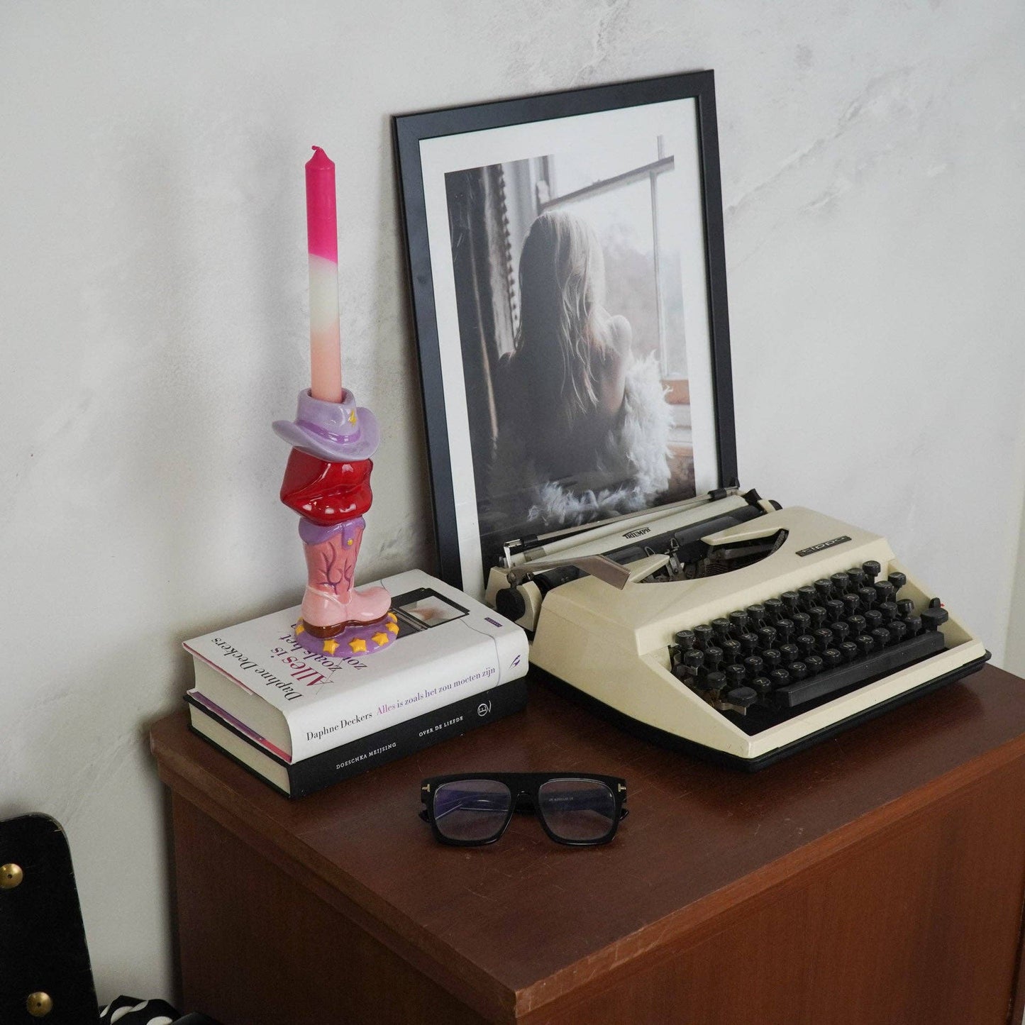 Bougeoir - Botte / Lèvre / Chapeau - Rose / Rouge / Lilas - 10x8x20 cm