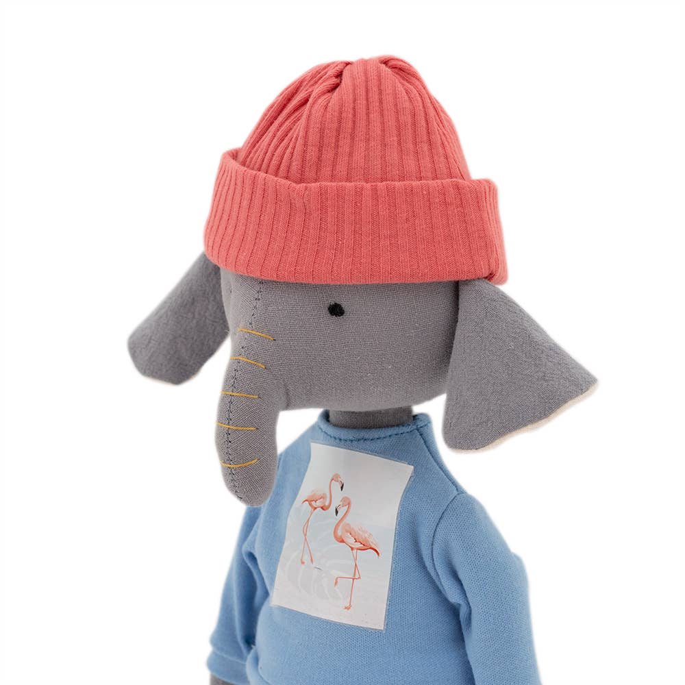 Alice the Elephant plush toy with blue t-shirt outfit and mermaid tail - 29 cm