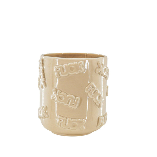 Maceta - 'MIERDA' - Cerámica - Beige - 17,5 x 17,5 x 17,5 cm