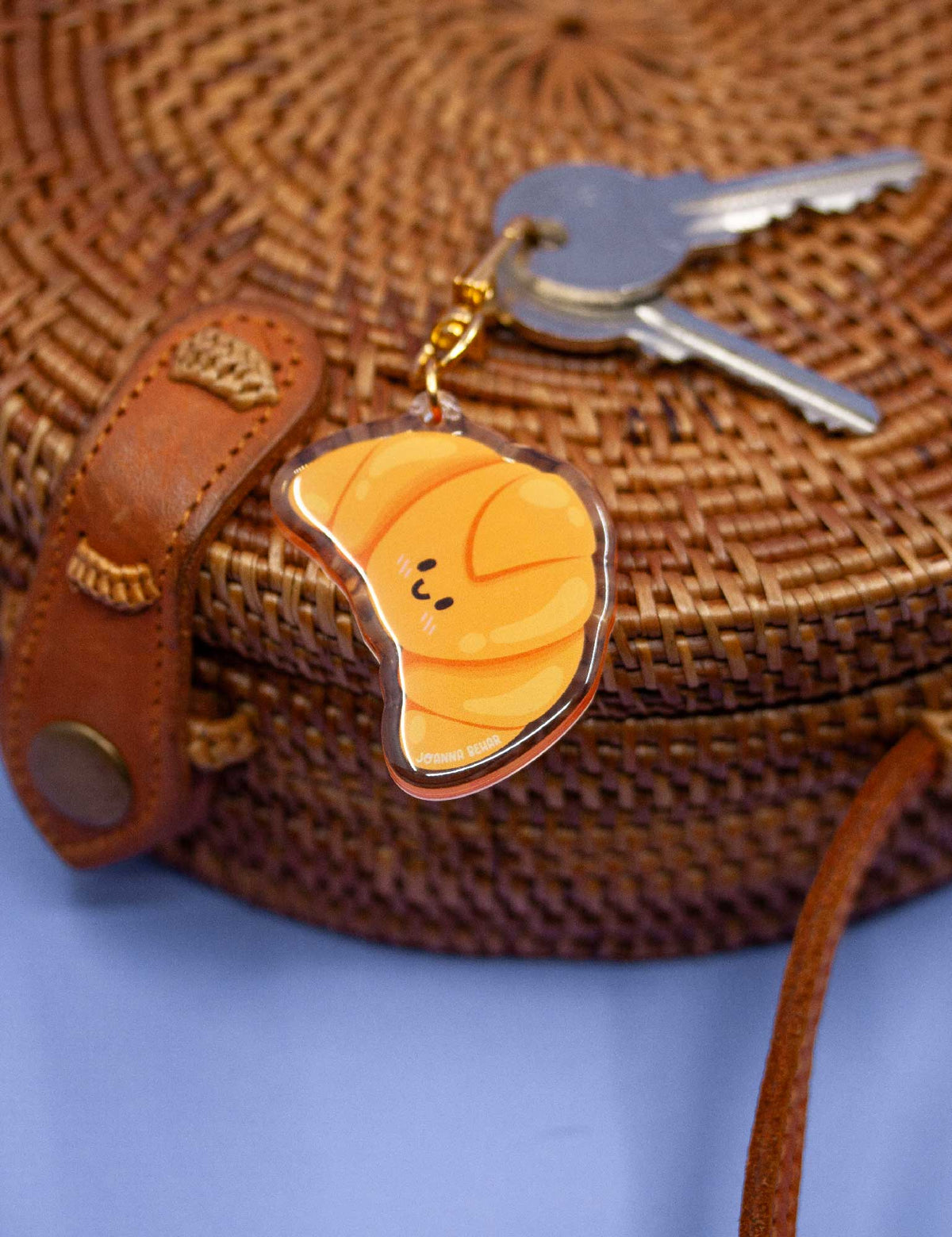Porte Clés Acrylique Croissant Kawaii