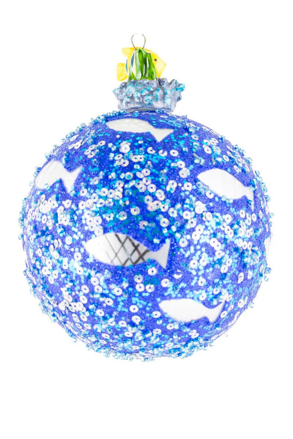 Adorno navideño de pez y mariposa brillante