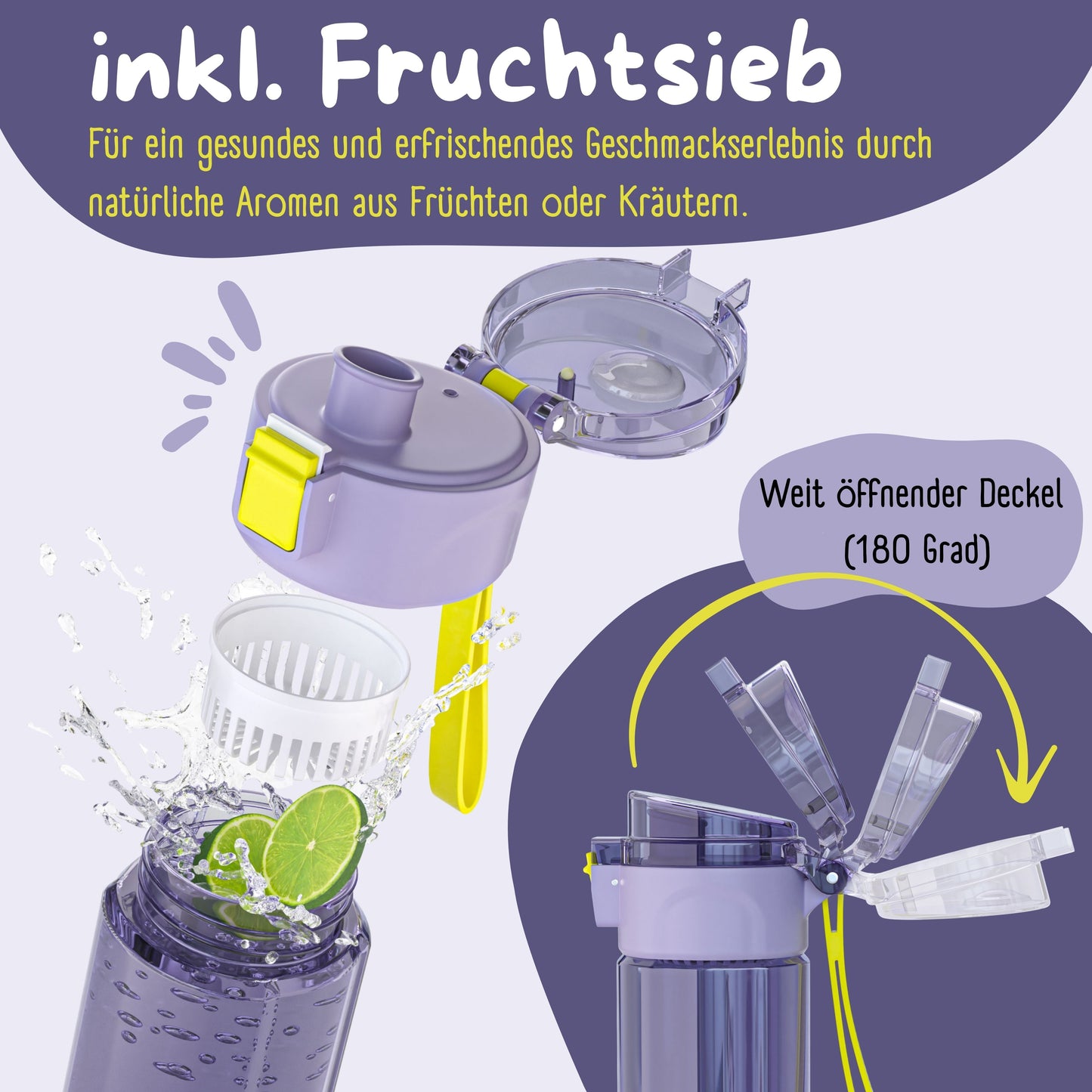 Kids' water bottle, 500ml, lightweight water bottle - Unicorn