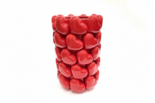 Grand Vase en céramique à motifs de Cœurs 3D