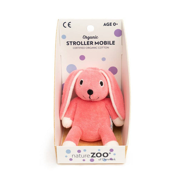ベビーカー用モバイル - ピンクのウサギ