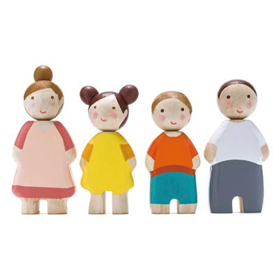 Tender Leaf Meubles de Poupées: FAMILLE DE POUPÉES 'THE LEAF' 5x3,5x10,5cm, 4 pièces, en bois, en boîte 13,8x3,6x25,8cm, 3+