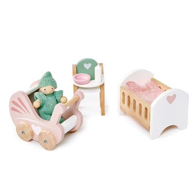 Tender Leaf Meubles de Poupées: SALLE DE BÉBÉ 15x13x8cm, en bois, en boîte 26,7x9,7x21,2cm, 3+