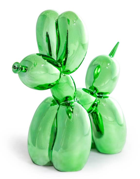 Grande Figurine decorative Chien Ballon Vert Électrique