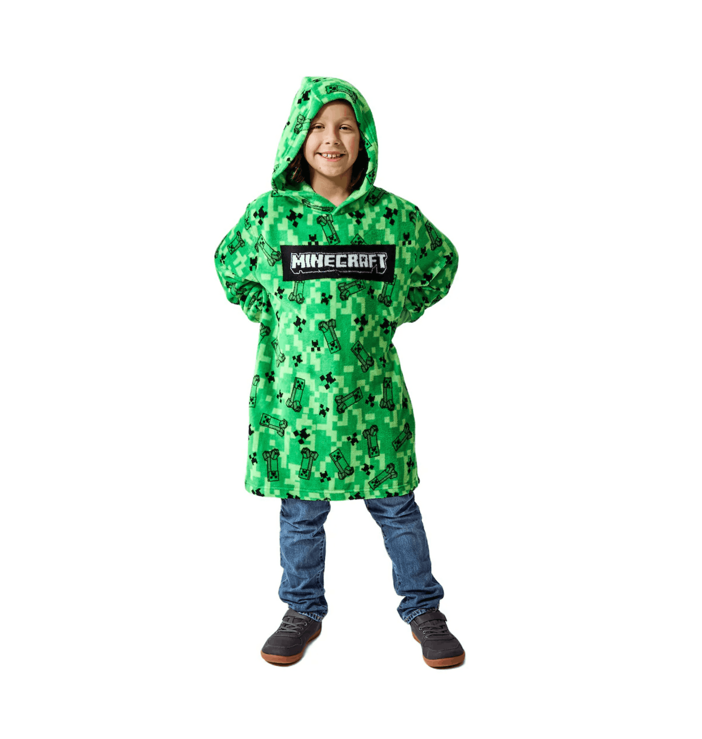 Hoodie couverture enfant Minecraft Creeper et TNT réversible