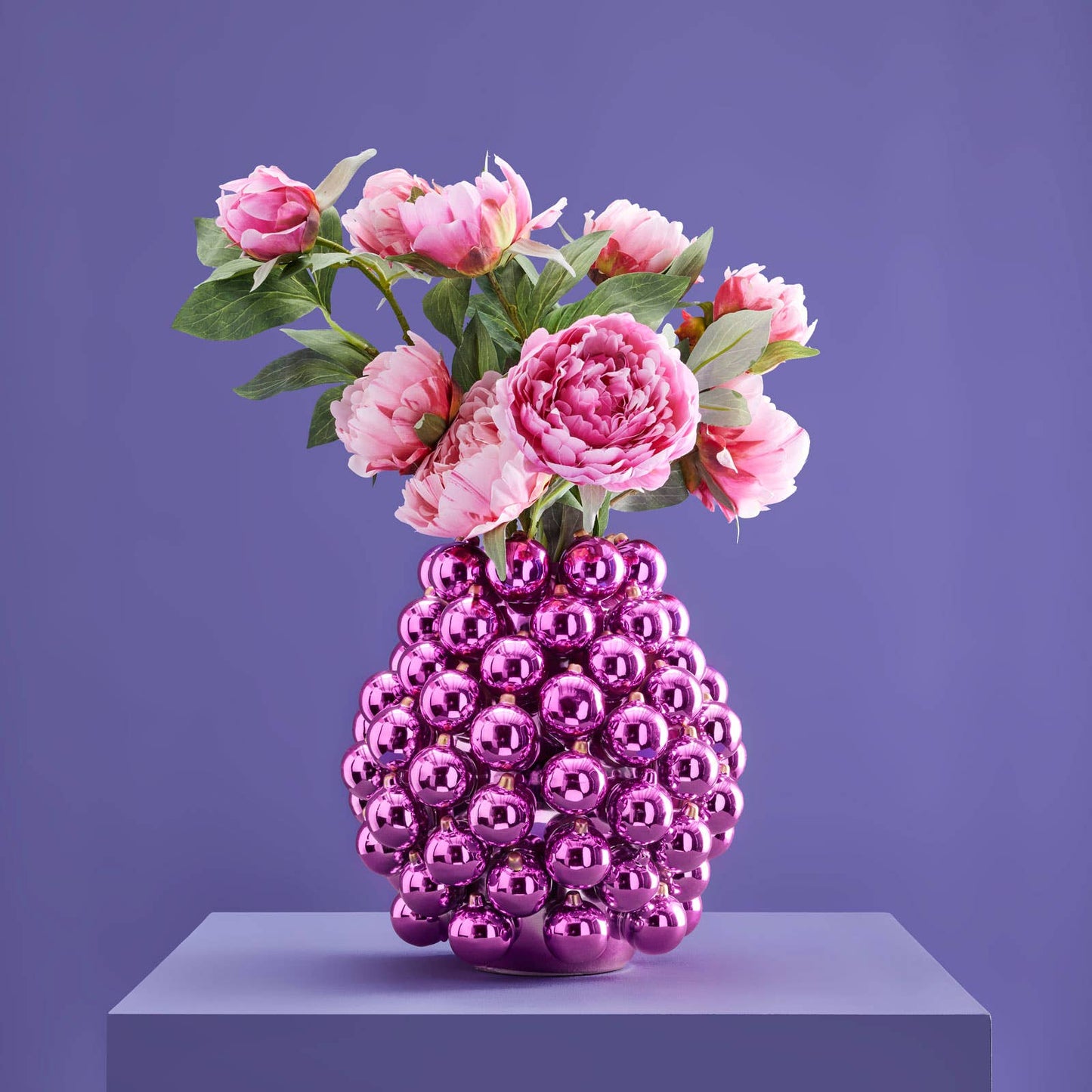 Vase Boules de Noël lilas