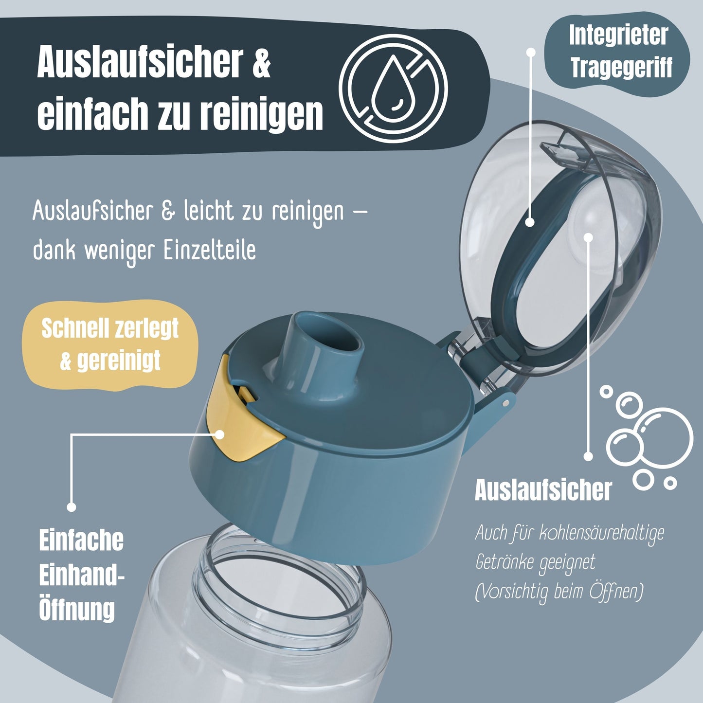 Trinkflasche Kinder leichte Wasserflasche - Sticker blau