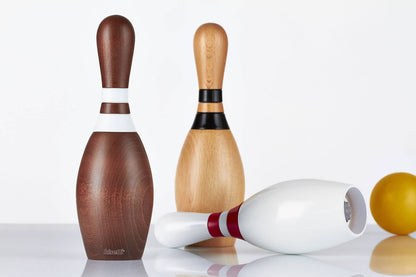 Moulin à épices « Bowling » en hêtre laqué blanc