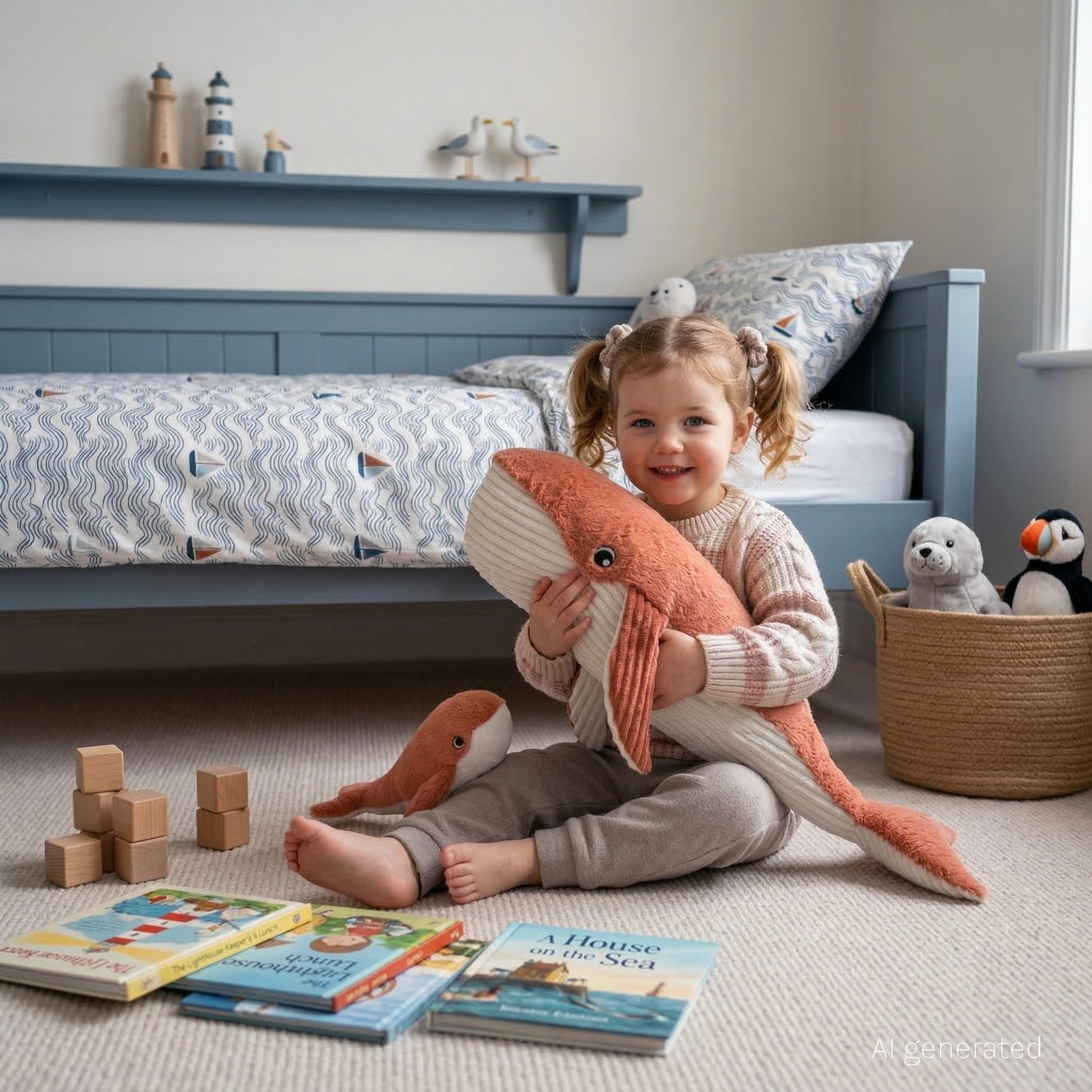 Peluche baleine Gravillou maman et son bébé terracotta – Les Ptipotos – vue 2