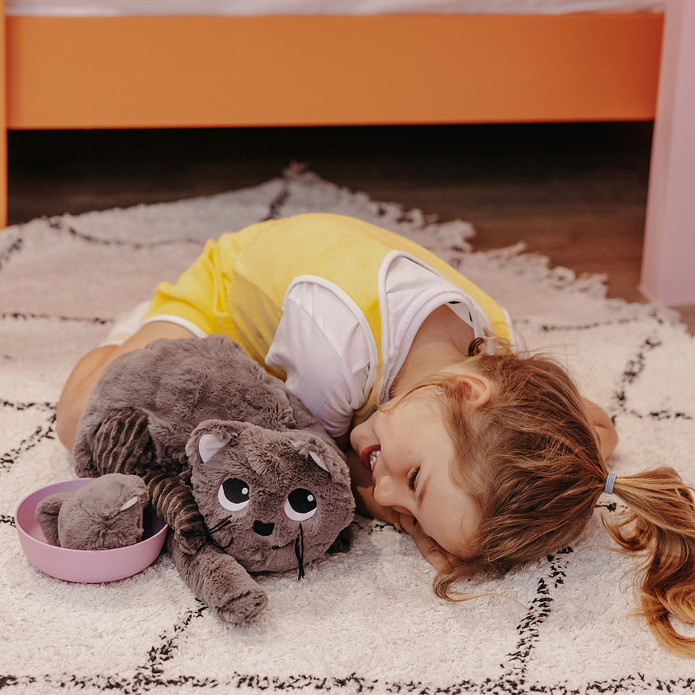 Peluche chat Miaou maman et son bébé gris – Les Ptipotos
