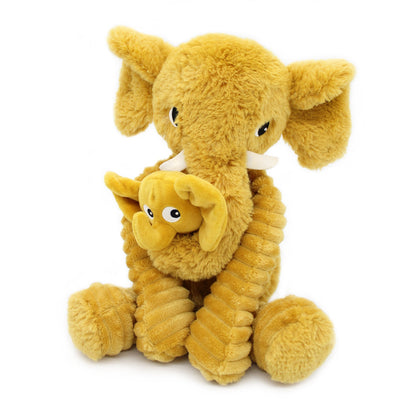 Peluche éléphant Dimoitou maman et son bébé jaune moutarde – Les Ptipotos – vue 6