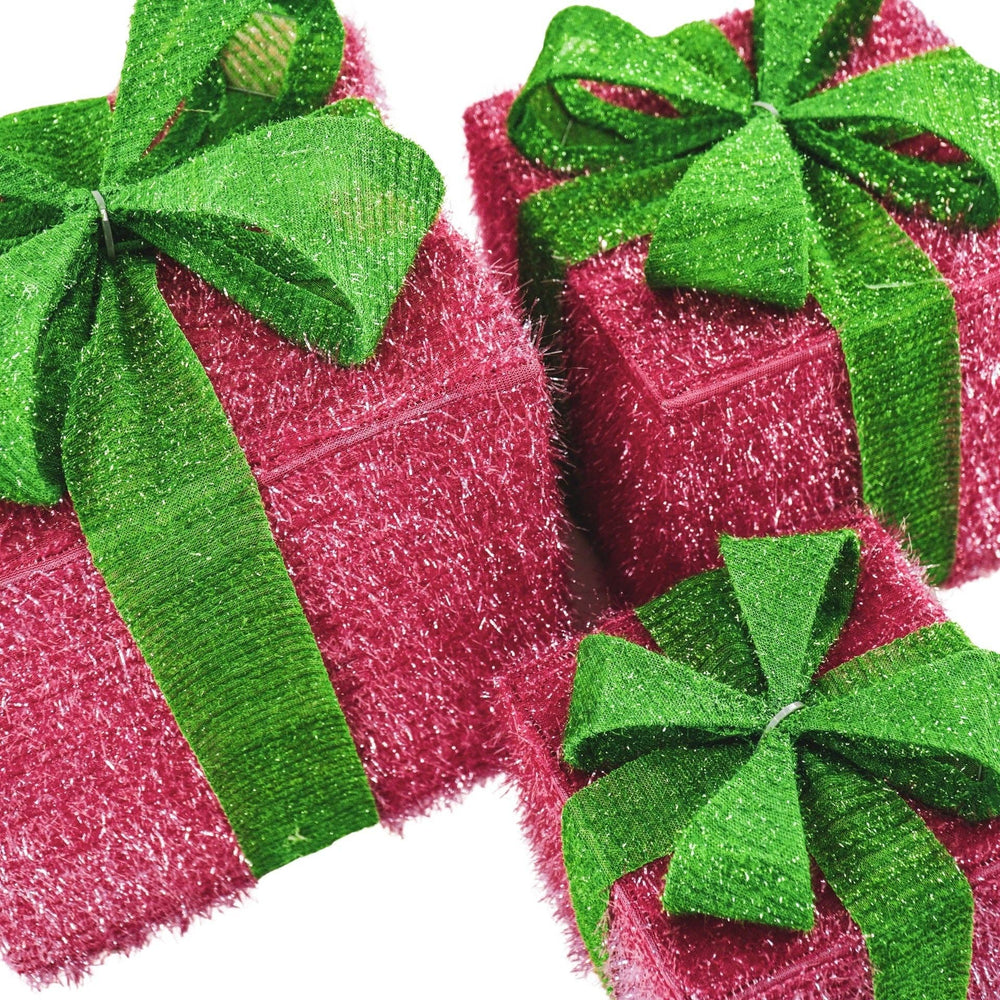 Regalo de Navidad LED - S3 - Poliestireno - Rosa/Verde - 15/20/25 cm
