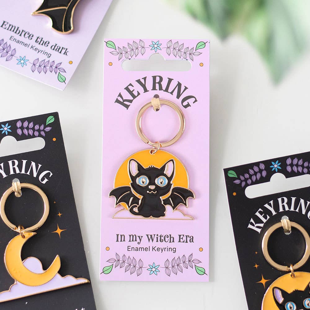 Porte-Clés Chat Chauve-Souris & Lune