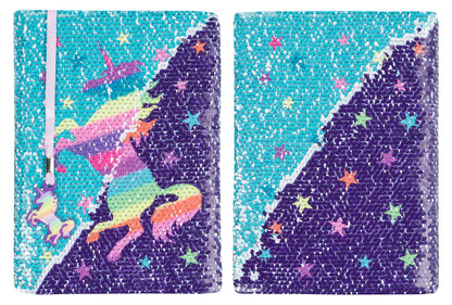Carnet à sequins – arc-en-ciel licorne