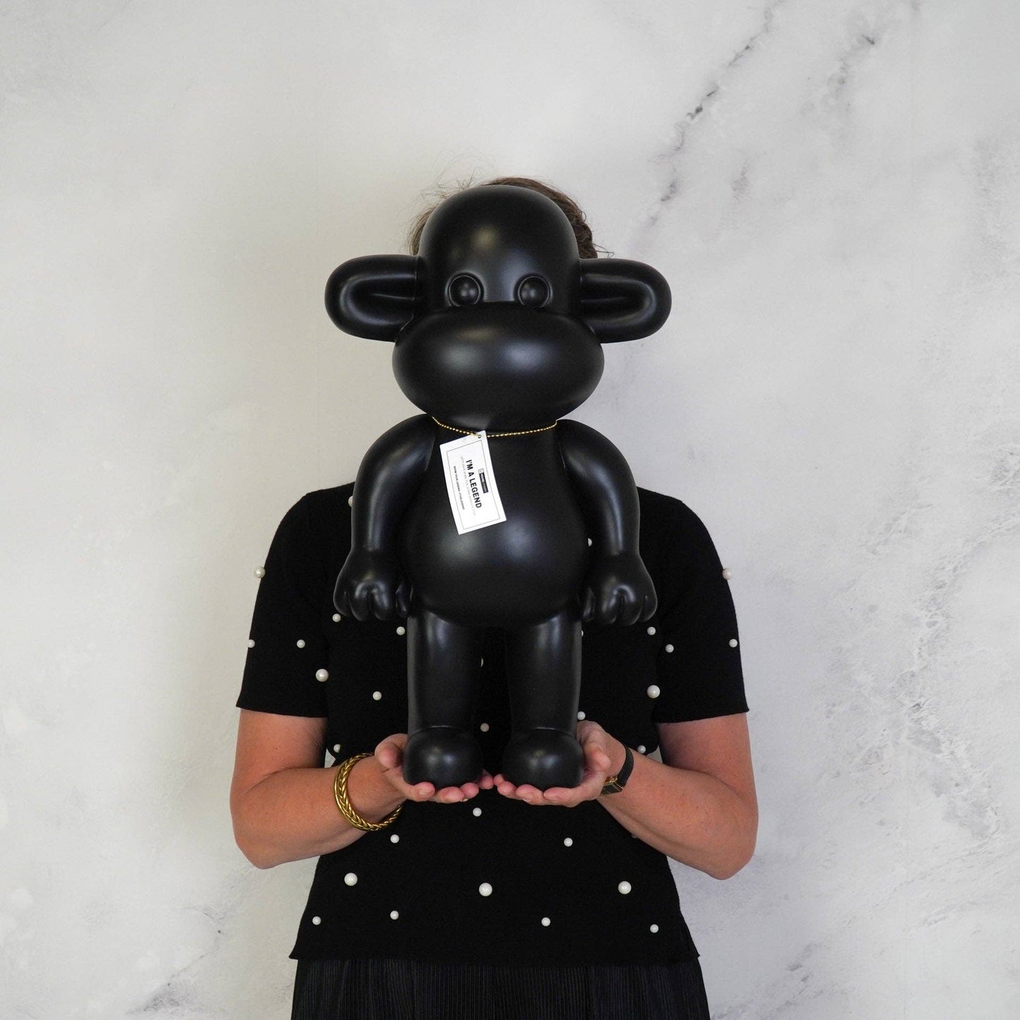 Adorno - Figura de mono 'La Leyenda' - Resina - Negro - 33x21x50cm