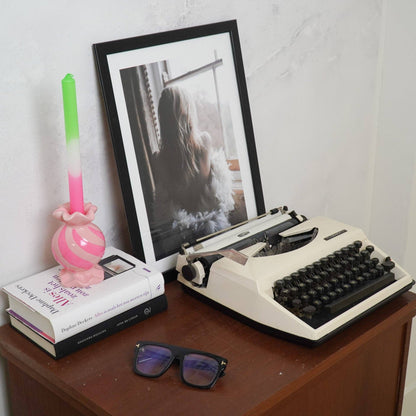 Bougeoir - Bonbon Toffee Rond - Céramique - Rose/ Néon - 8,5x8,5x13 cm