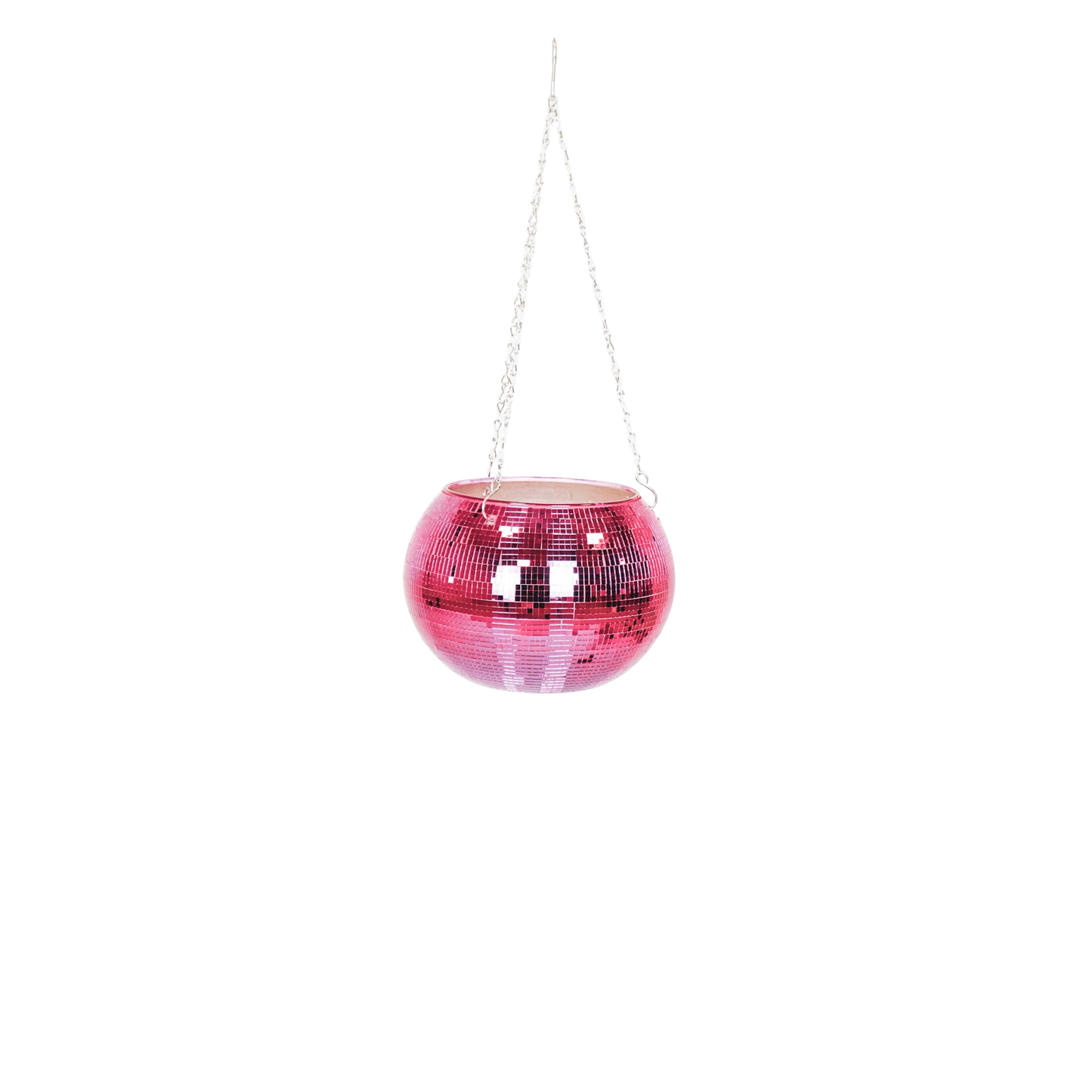 Pot de fleurs suspendu - Disco - Verre - Rose - 25x25x25cm
