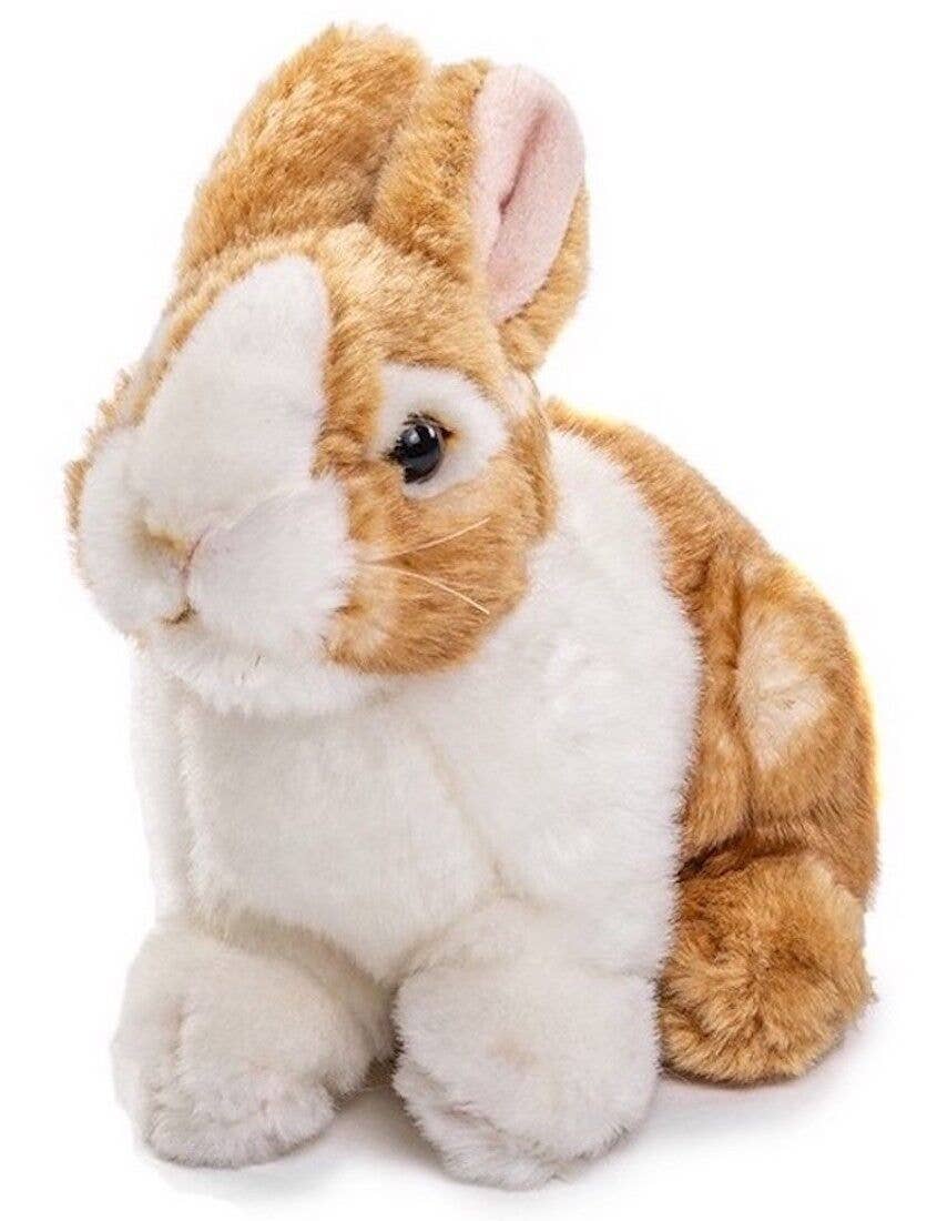 Peluche lapin marron assis-blanc