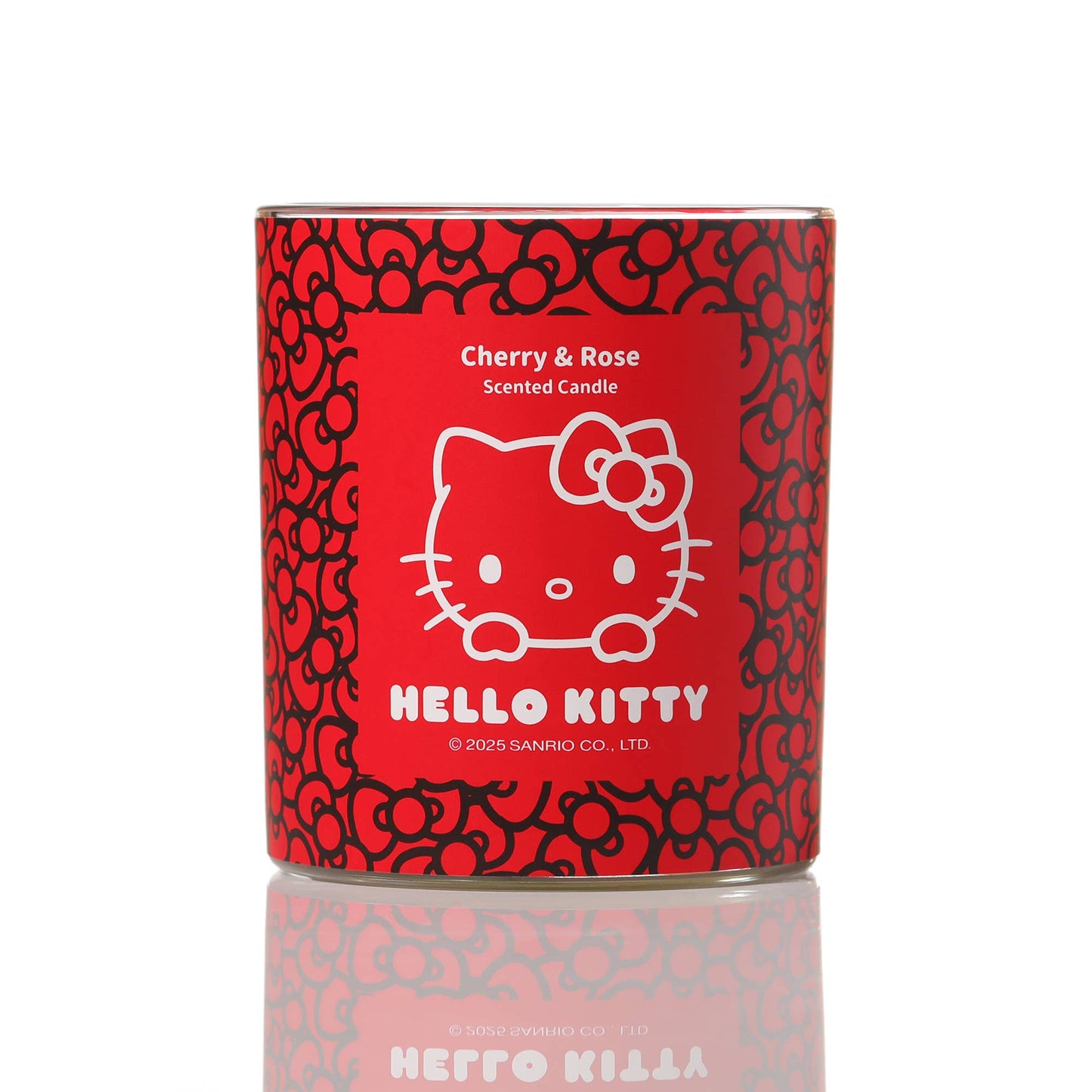 Vela roja con estampado original de Hello Kitty y aroma a cereza y rosa