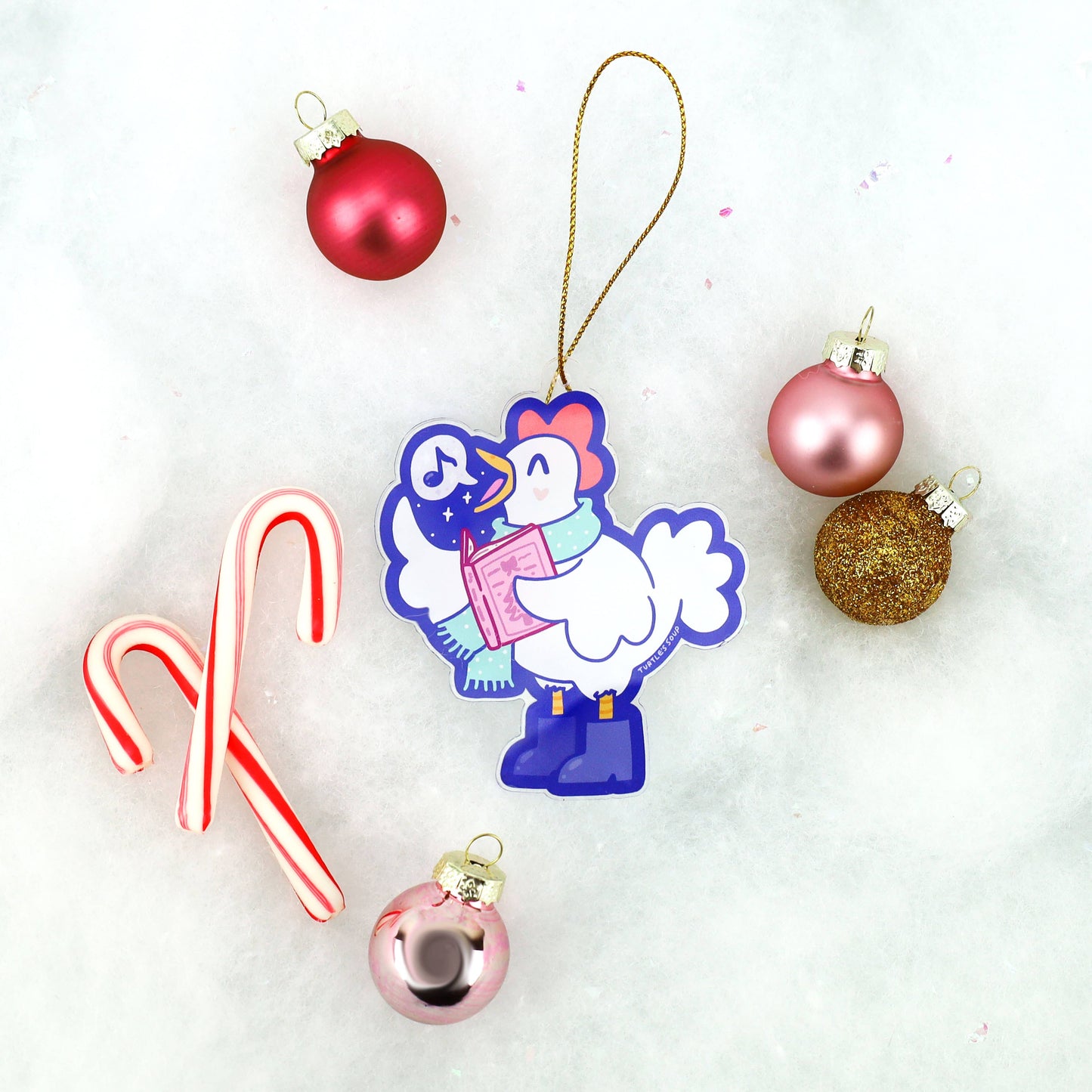 Decoración navideña de gallina cantante