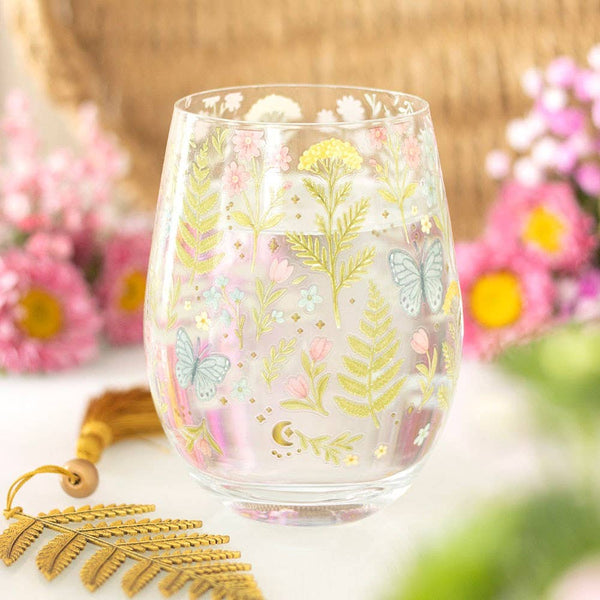 Bicchiere senza stelo Luna Bloom con motivo floreale