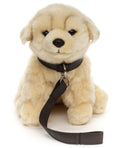 Peluche Chiot Golden Retriever, Assis - Avec Laisse - 18 cm (Hauteur)