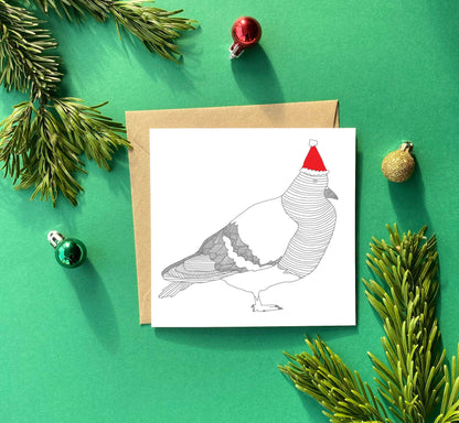 Carte de vœux Pigeon de Noël