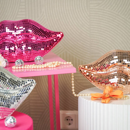 Ornement - Disco Lip - Verre - Or Rose - 29x10x13,5cm