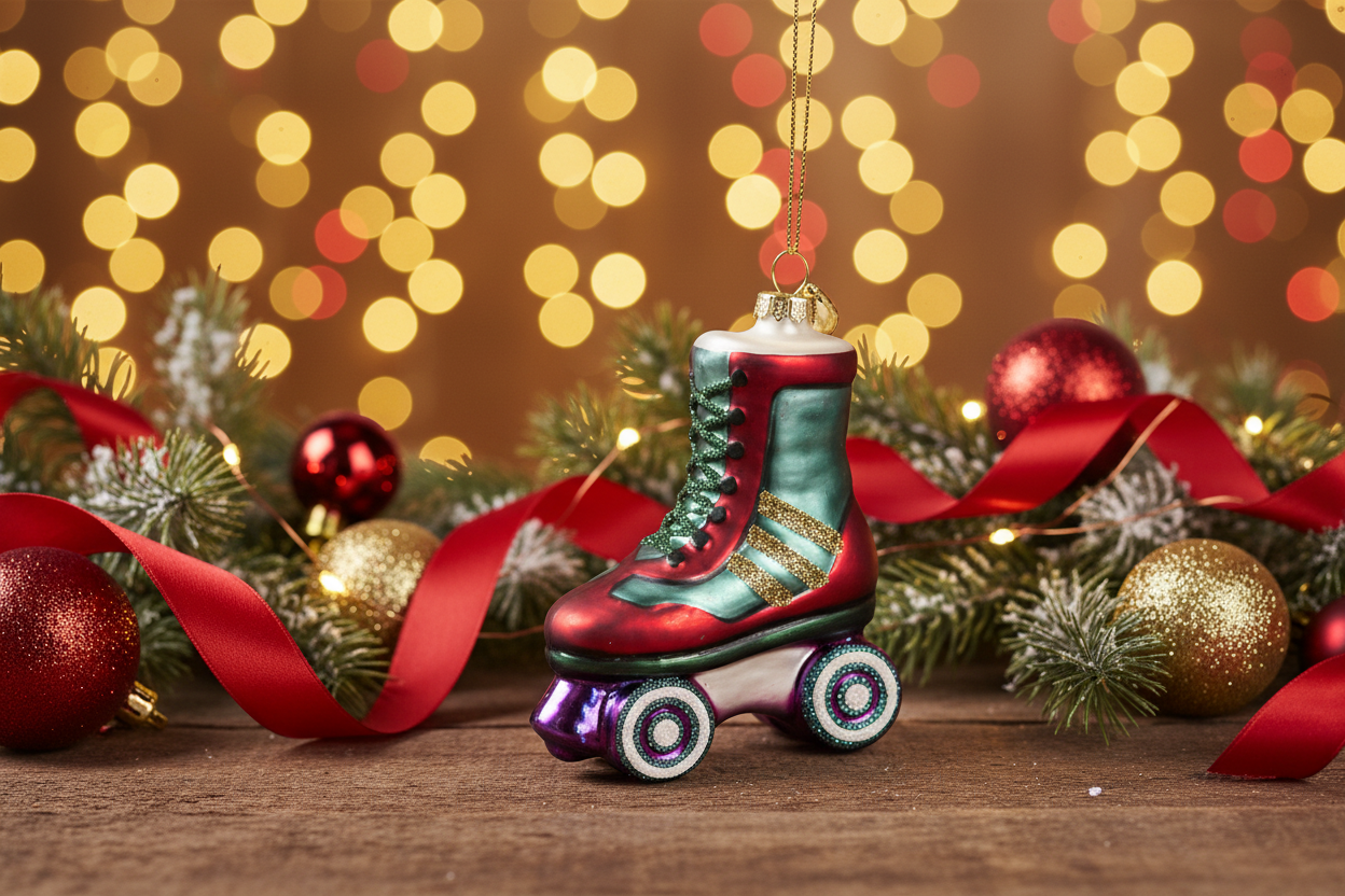 Patines de ruedas con forma de bola de Navidad