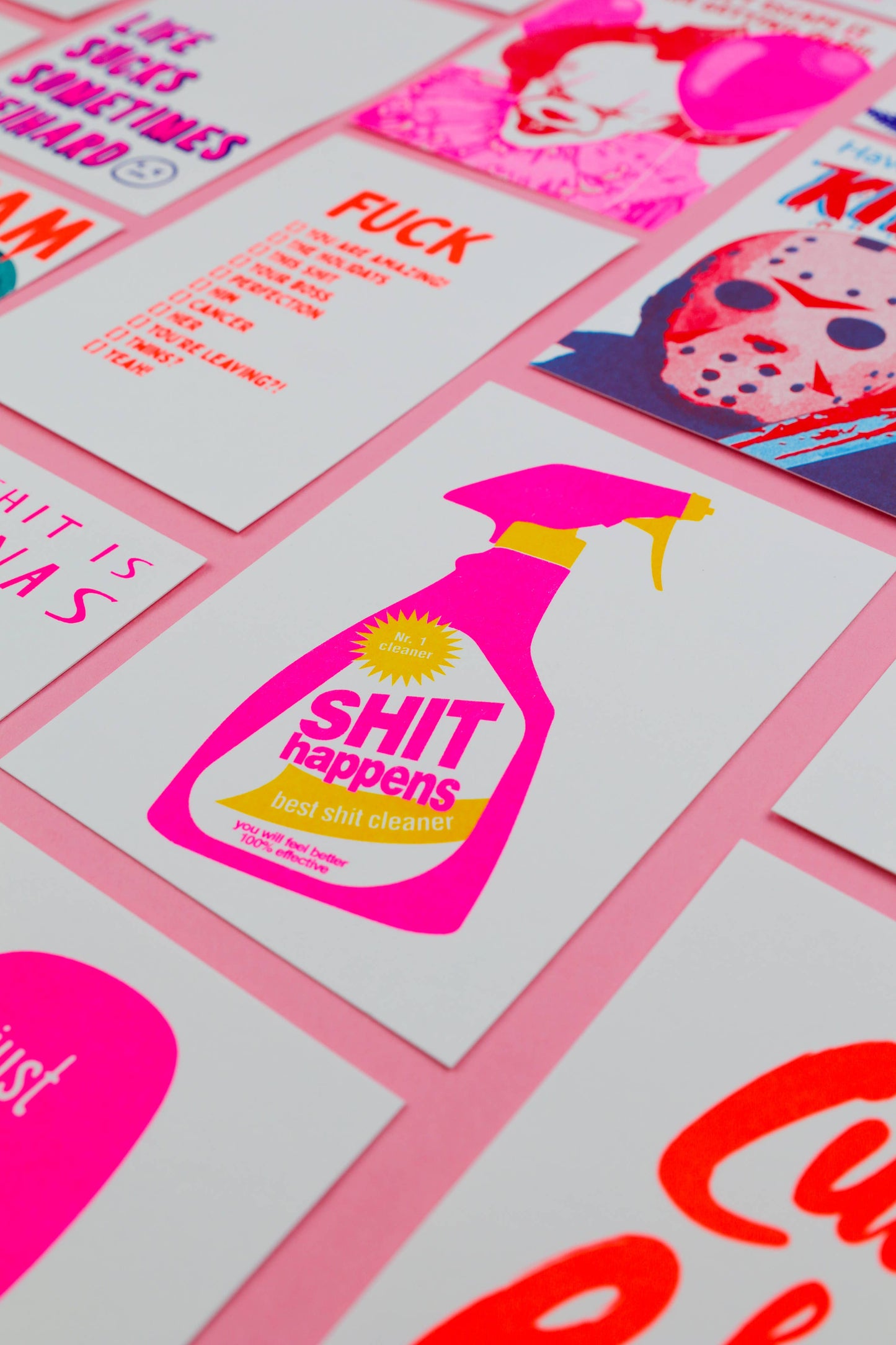 Espray limpiador de rizografía para postales “Las cosas pasan”