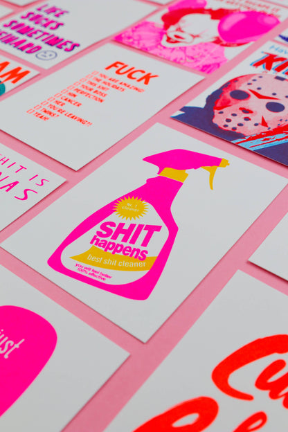 Espray limpiador de rizografía para postales “Las cosas pasan”