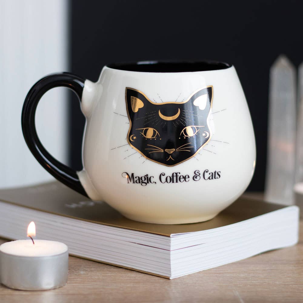 Mug rond « Magie, Café & Chats » – 500 ml