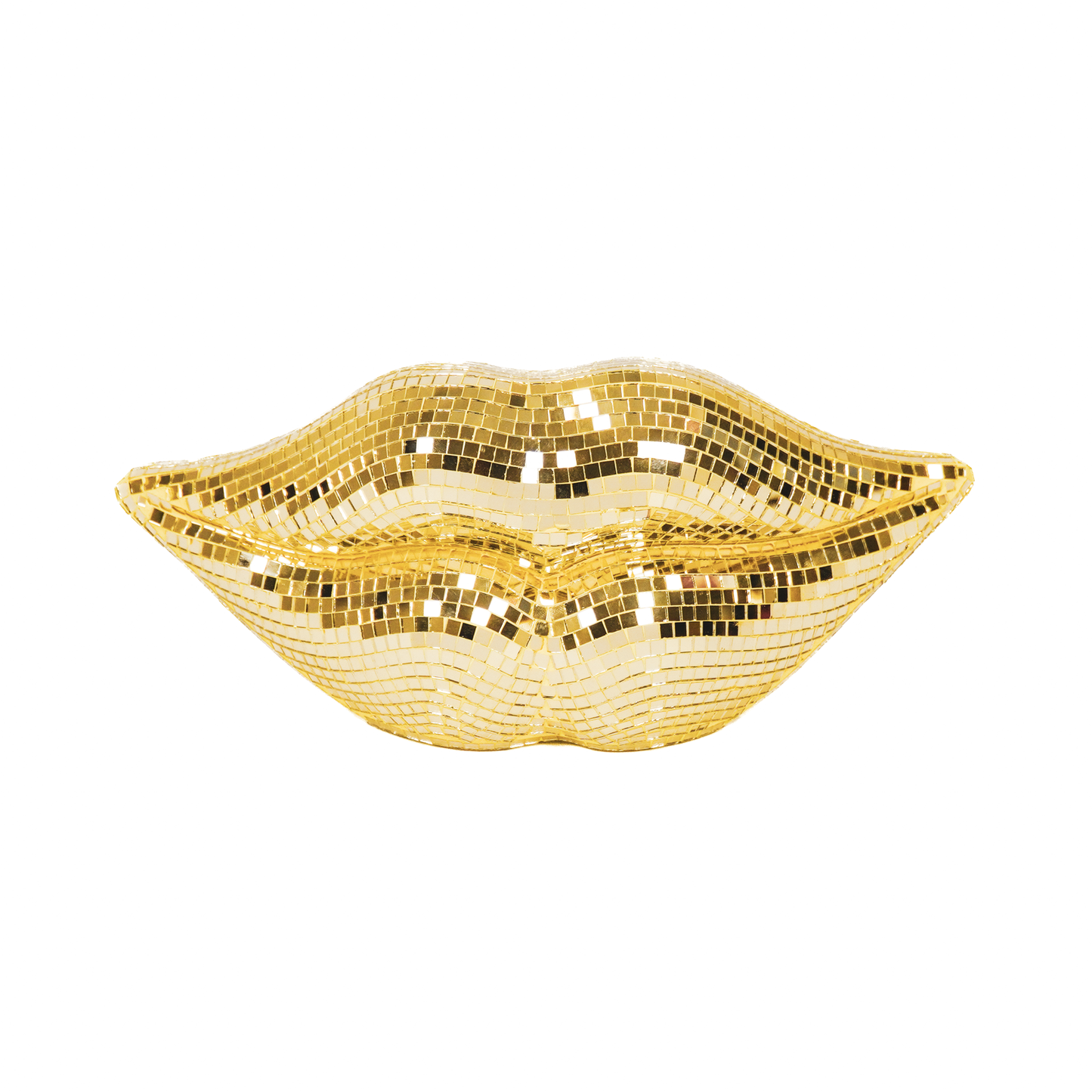 Adorno - Disco - Labios - Vidrio - Dorado - 29x10x13,5 cm