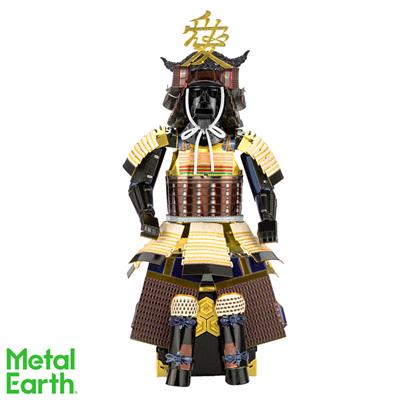 MetalEarth: SÉRIE D'ARMURES / ARMURE DE SAMOURAI 4,5x4,19x10,49cm, maquette 3D en métal avec 2 feuilles, sur carte 12x17cm, 14+