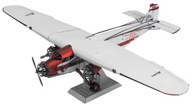 MetalEarth Aviation: FORD TRIMOTOR 19,31x12,95x5,34cm, maquette 3D en métal avec 3 feuilles, sur carte 12x17cm, 14+