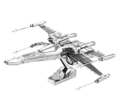 MetalEarth: STAR WARS (EP7) POE DAMERON'S X-WING FIGHTER 10.16x10.16x6.35cm, maquette 3D en métal avec 2 feuilles, sur carte 12x17cm, 14+