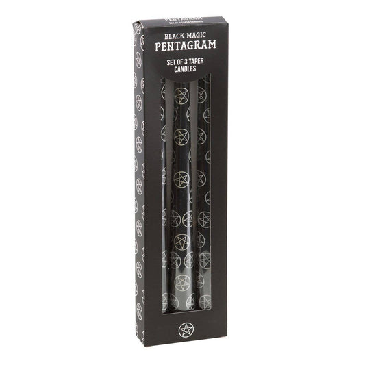 Ensemble de 3 bougies coniques Black Magic Pentagram