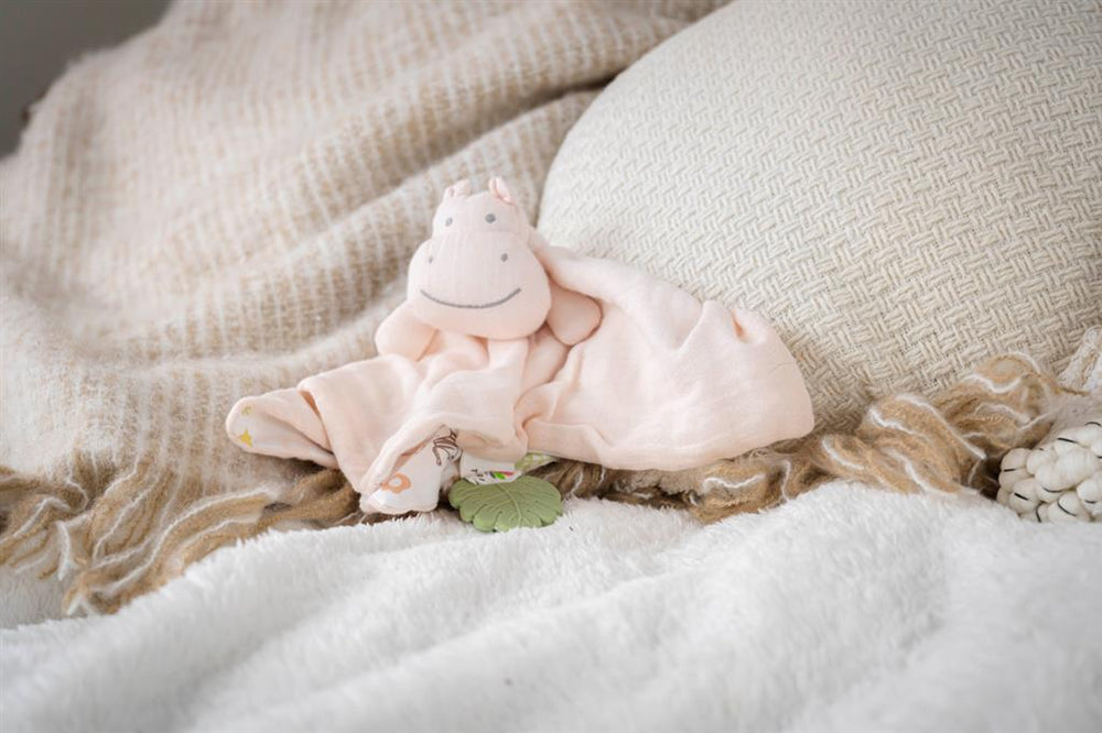 Hippo Comforter with Teething Ring