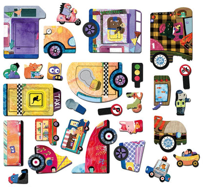 Caja de rompecabezas magnética - Vehículos