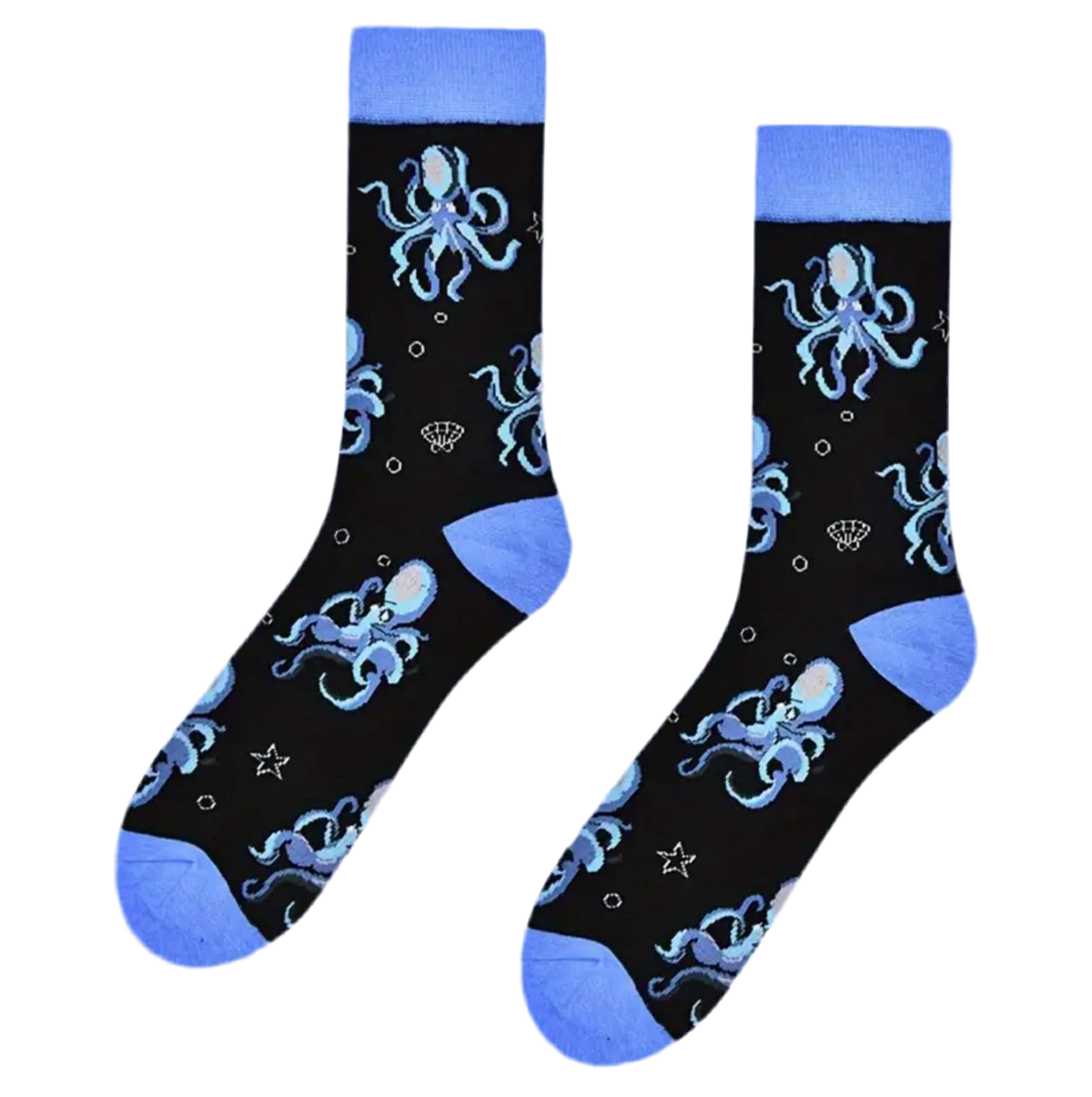 Meias azuis com estampado de polvo