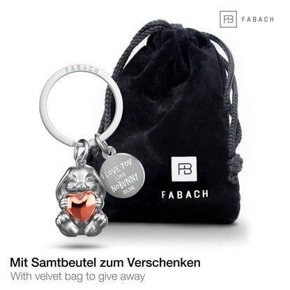 Porte-clés « I love you like nobunny else » en forme de lapin « Bunny » avec gravure. Joli porte-bonheur avec cœur