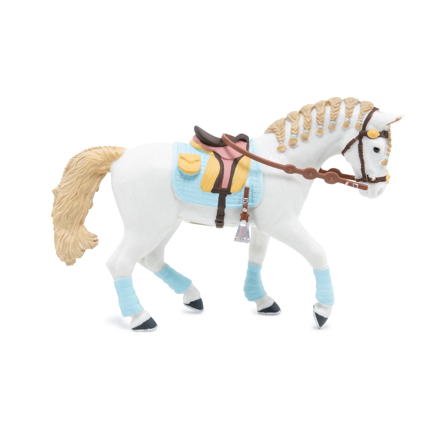Figurine Cheval de la cavalière fashion bleue