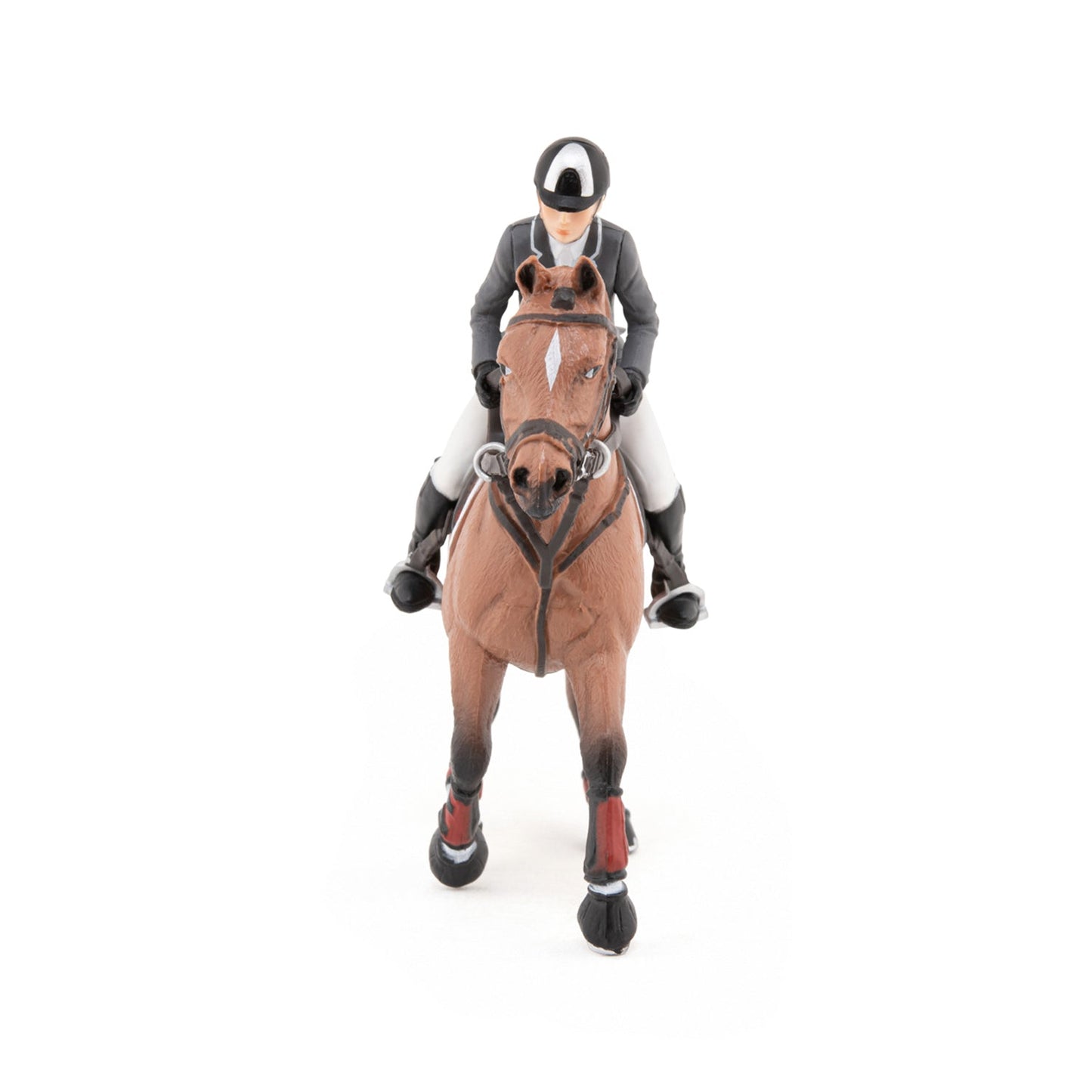 Show jumping horse and rider figurine