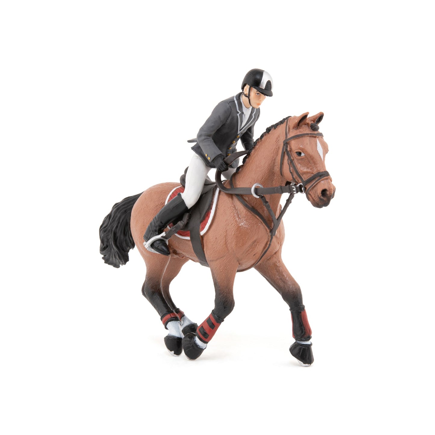 Show jumping horse and rider figurine