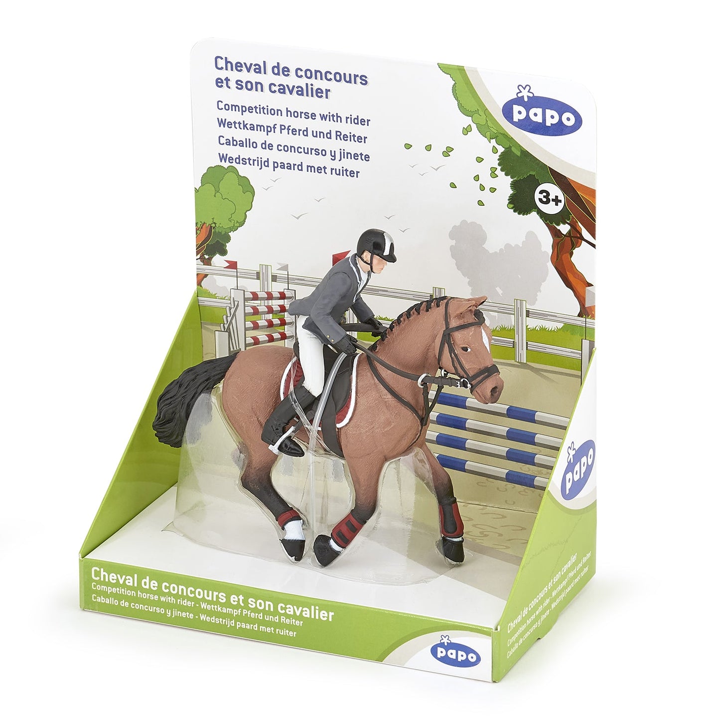 Show jumping horse and rider figurine