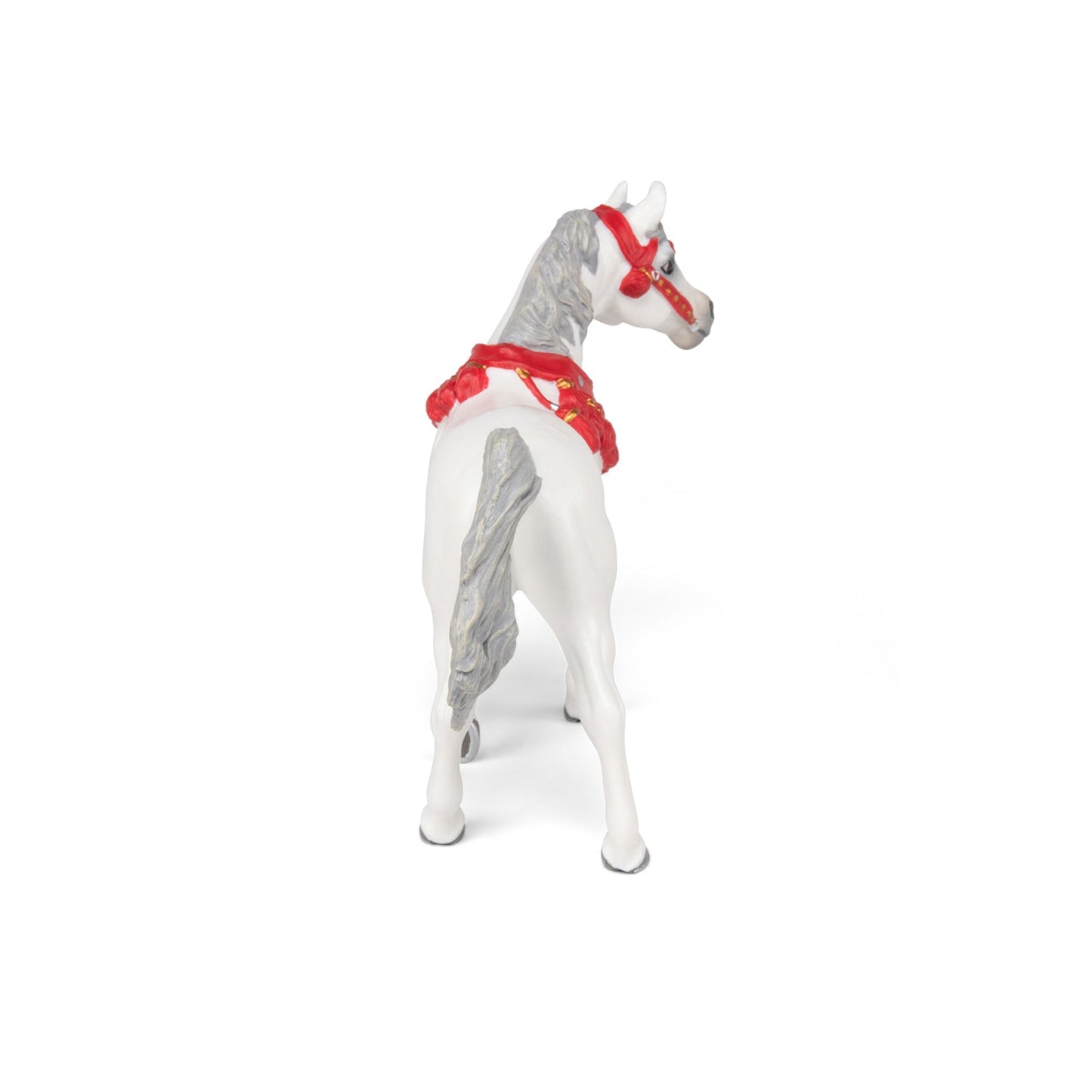 Figurine Cheval Arabe blanc en tenue de parade