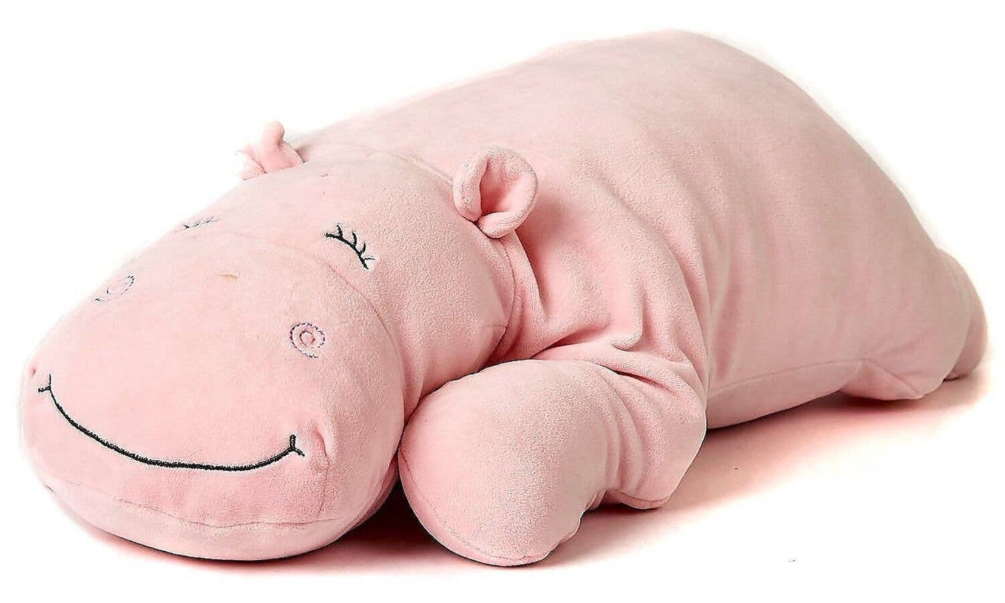 Cushion - pink hippopotamus - ultra soft - cuddly toy/plush